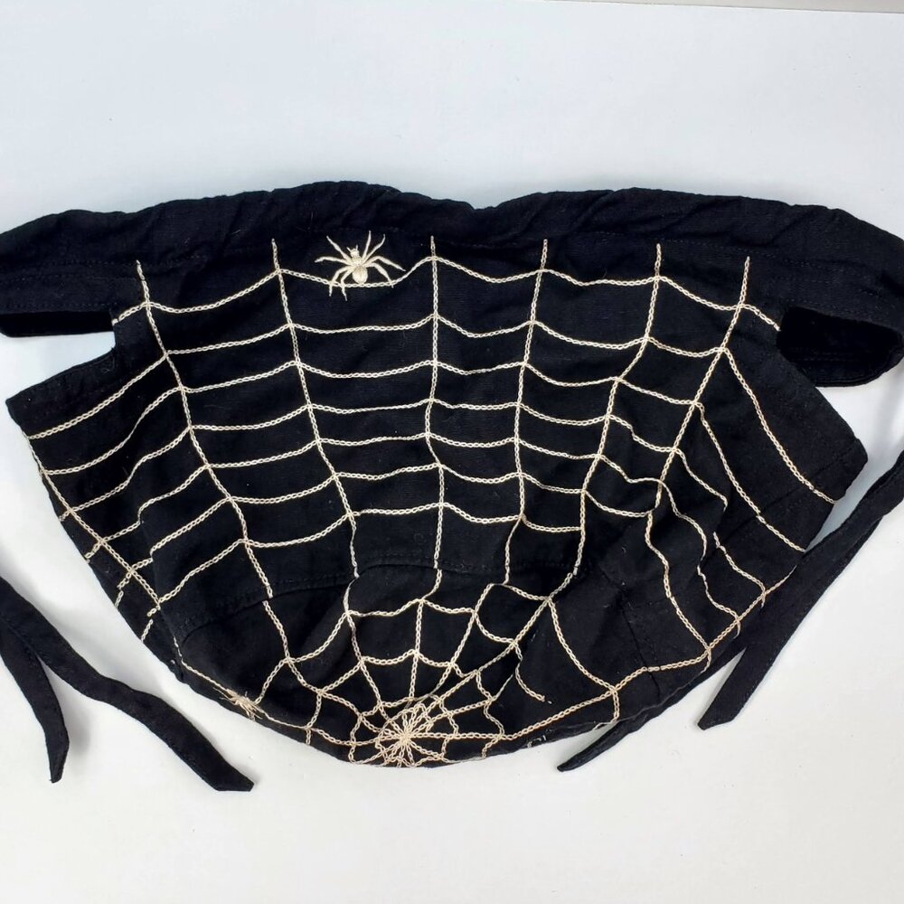 Pottery Barn Halloween Embroidered Spider Web Retired Fabric Basket Liner